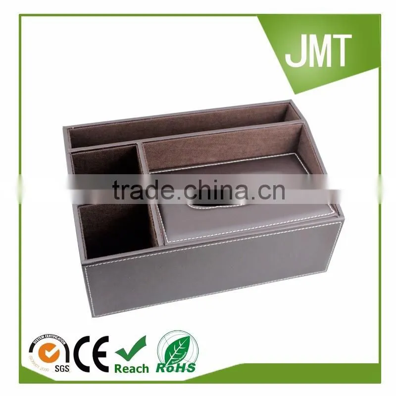 Home Decoration Multifunction PU desk organizer leather tissue box