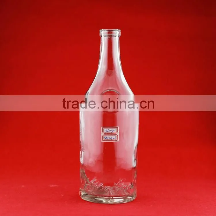Excellent quality frosted liquor round bottles empty fancy bottles clear drink bottles 750ml