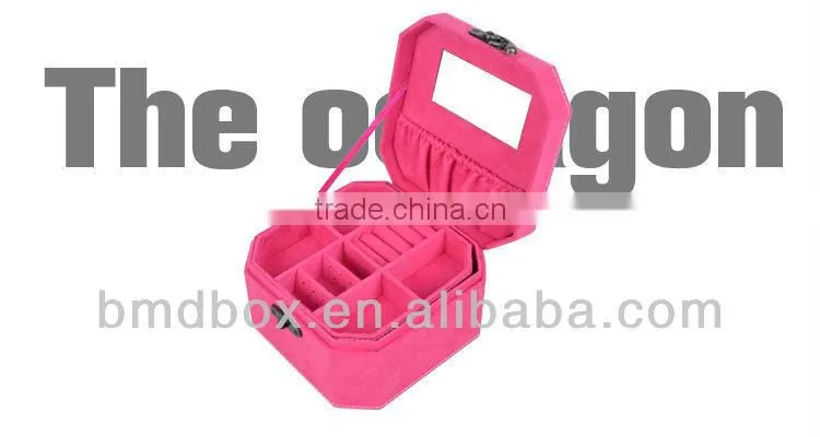 Octagonal Shape Exquisite Flocking Cheap Jewellry Box