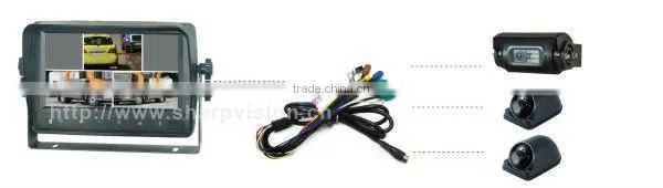 7 inch LCD Quad VGA vehicle monitor with Touch screen & touch buttons