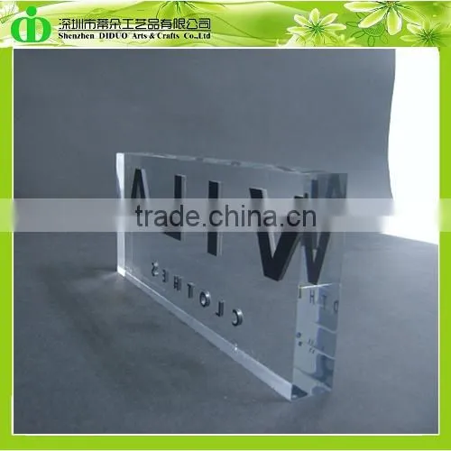 DDB-0040 ISO9001 Chinese Factory Wholesale SGS Test Clear Solid Acrylic Brand Block