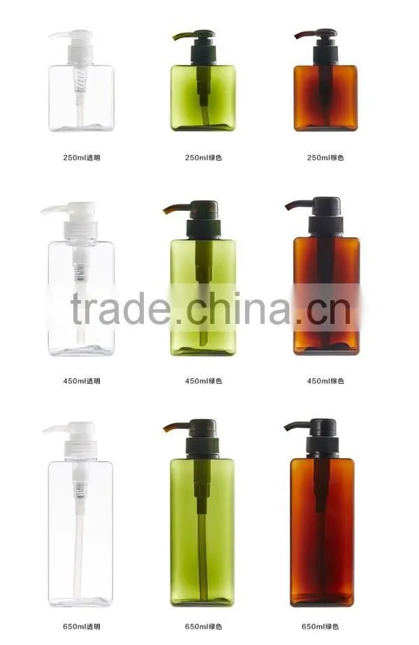 HDPE square round plasic empty Body lotion shampoo bottle /Shower Bottle With Pump dispenser spray cap