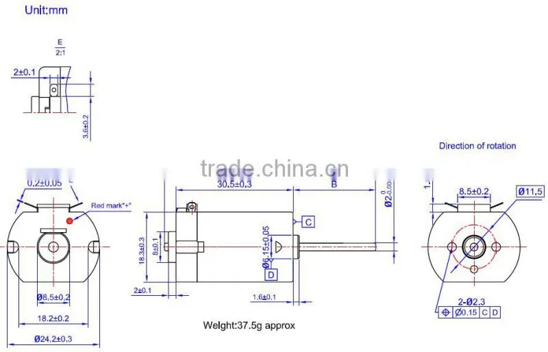 flat 12 volt dc motor for door lock FT-280, FC-280, FK-280