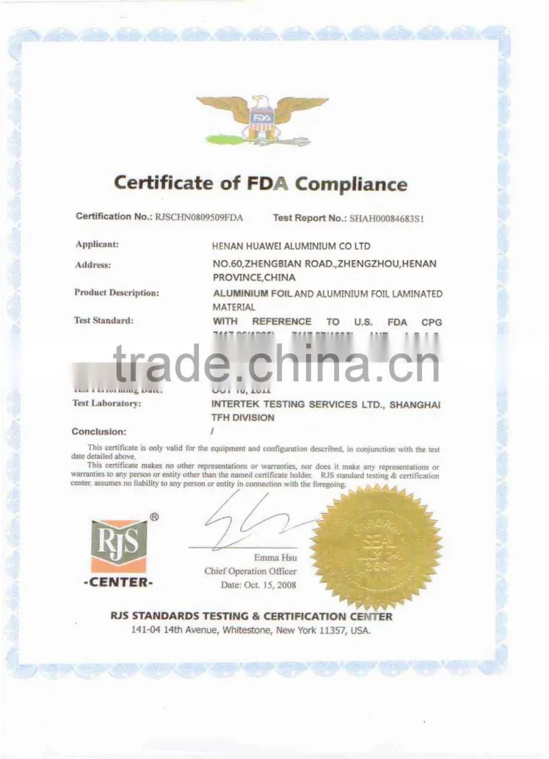 color coated aluminum laminated foil paper for chocolate packing