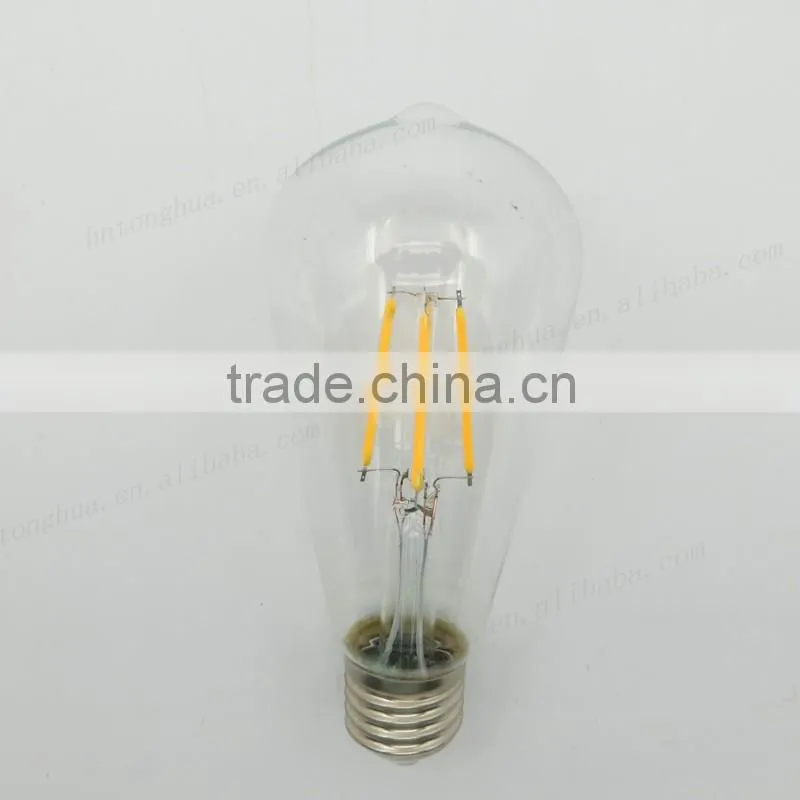 Hot Sell Vintage Clear Glass Led A19/ST58/G125/ST64 4W Led Filament Light Bulb E26 E27 B22 Led Lamp