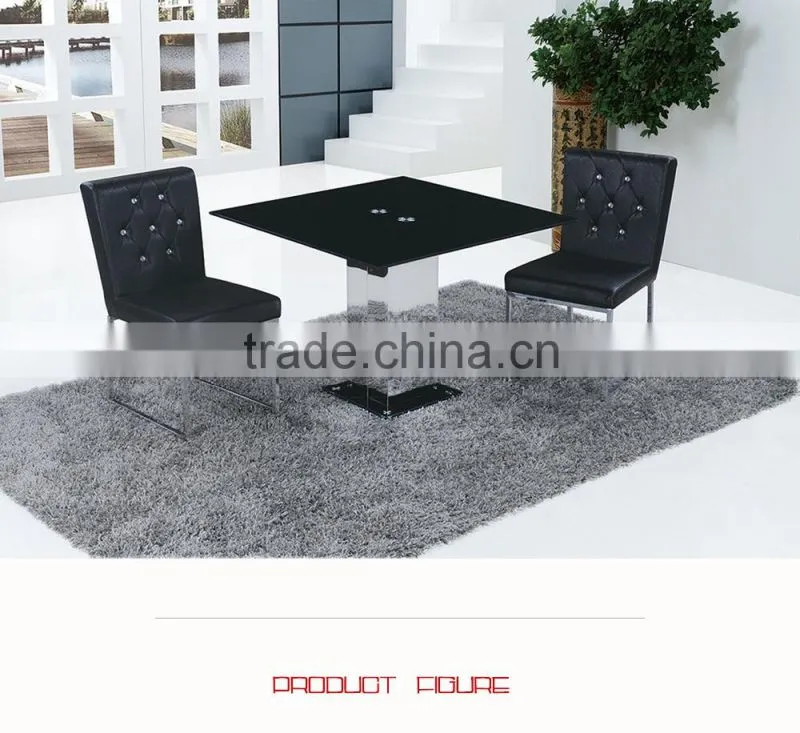 Modern Design Home Furniture Dining Table Glass Top Metal Legs
