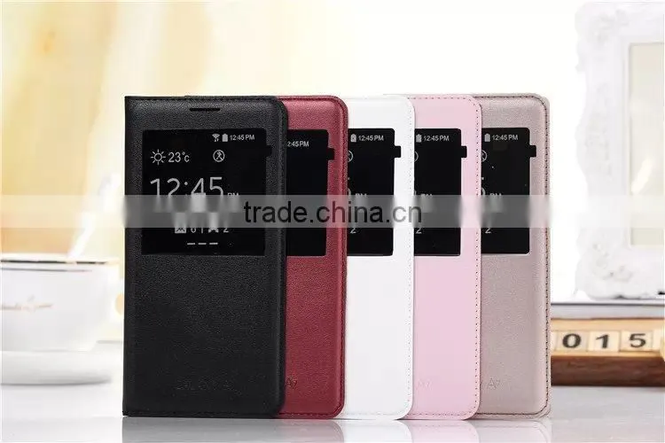 pu leather case for samsung galaxy A7,for samsung galaxy A7 case with view window,wholesale phone case for samsung A7