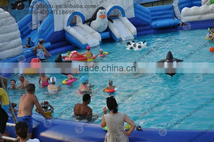 Inflatable water park combo slide and bouncy