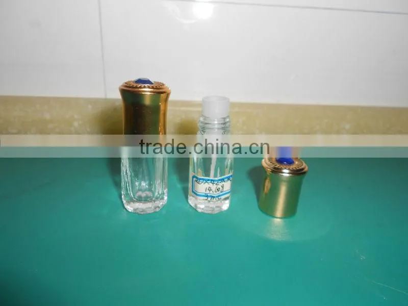 eight-facets glass essential oil bottle with plastic applicator