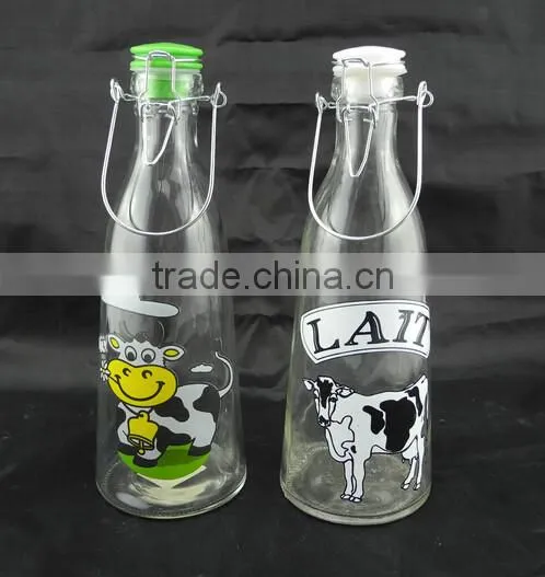 Color decal swing top glass mug for drink milk customize