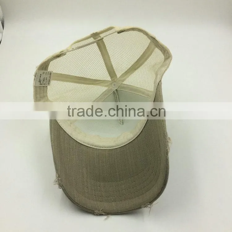 3D embroidery patch logo worn out 5 panel trucker mesh cap