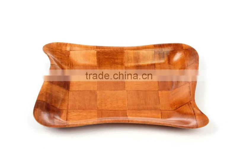 Sales Promotion Kitchen Tools Fun Anomaly Irregularity Woven Wooden Pastry Candy Gift Plate