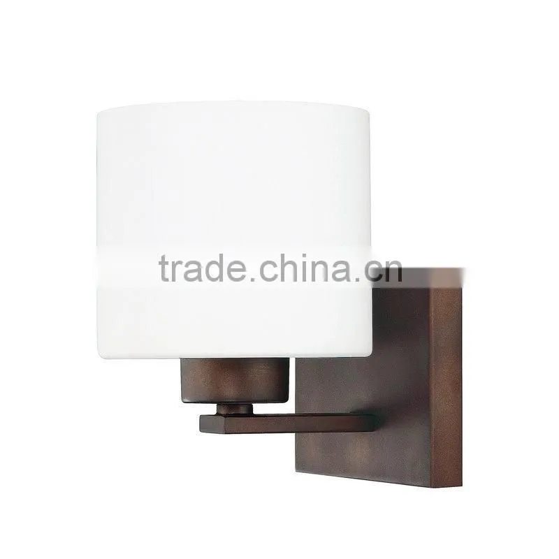 2015 1 Light Steel Wall Sconce with Soft White glass shade