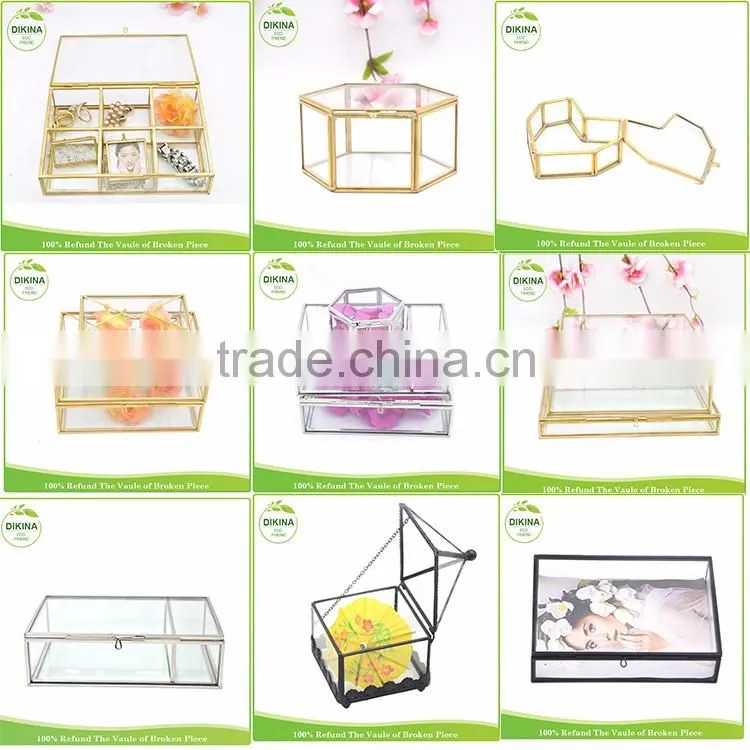 Bridesmaid Maid of Honor Personalized Vintage jewellery case decorative metal lock hexagon square rectangle round box packaging