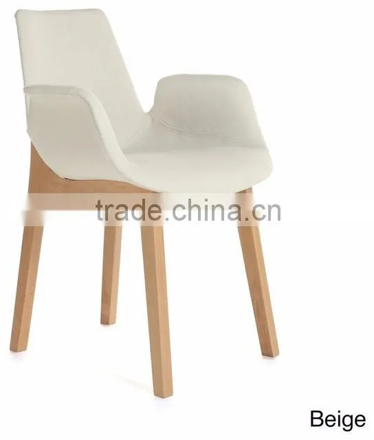 Customize wooden dining chair beige fabric restaurant furniture chair