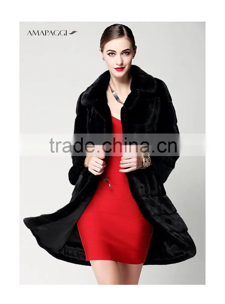 2015 popular winter real mink fur coat for womens