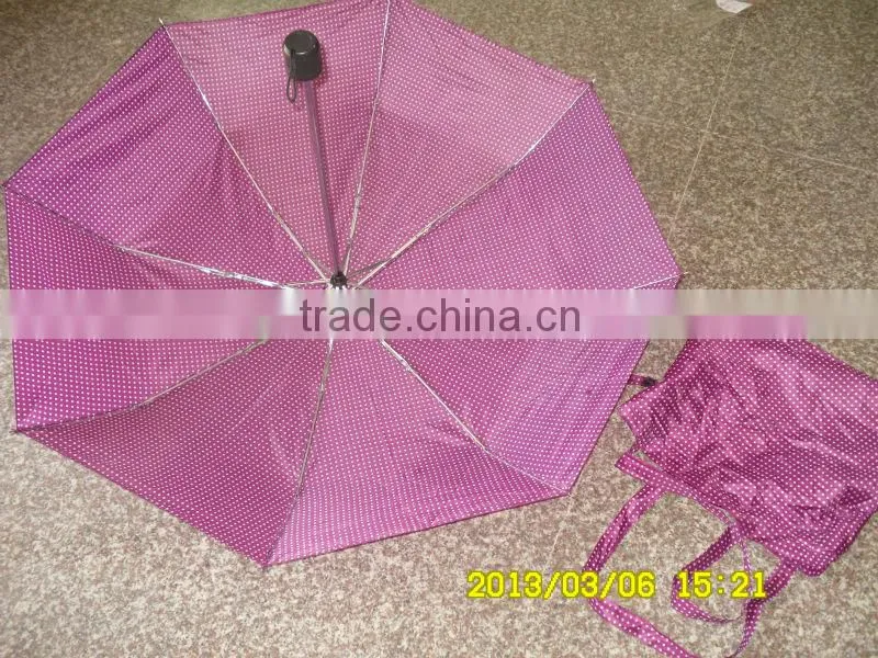 Lady's 3 fold shopping umbrella with Bag & Pouch