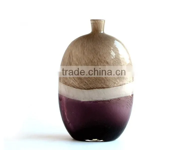 New designed mouth blown purple round arts murano glass vase