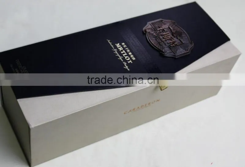 magnetic folding one bottle carrier/paper wine box customized logo printing