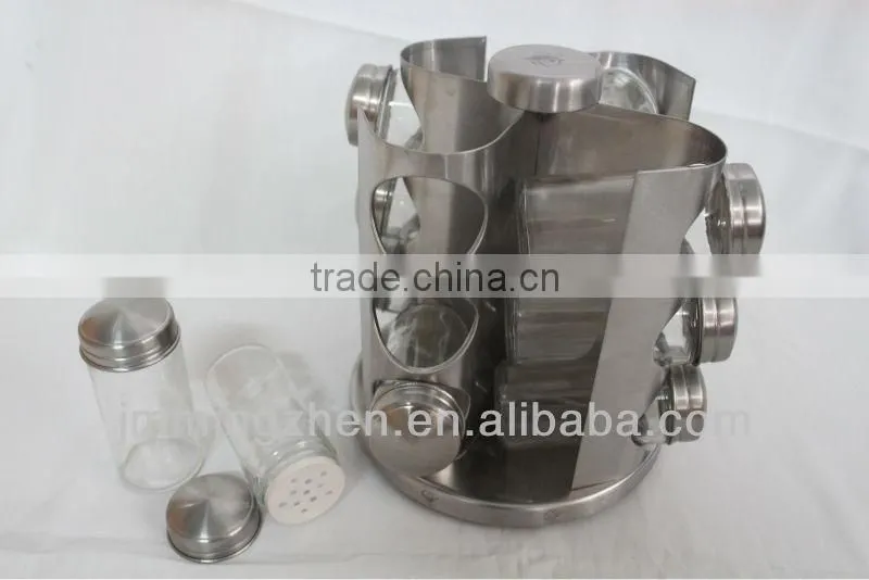 glass spice set13pcs revolving glass spice set