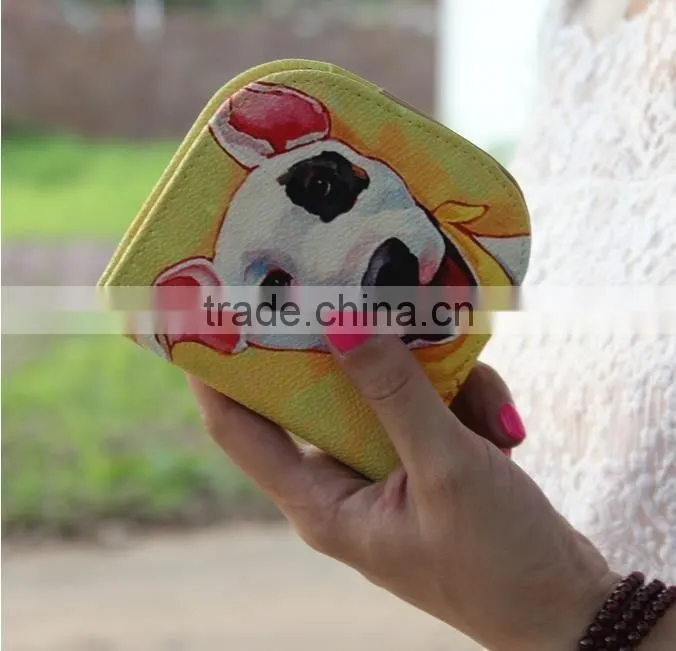2016 3D Animal Wallet Holders Zipper PU Leather Money Wallet Short Small Wallet Purse (XJWP1625)