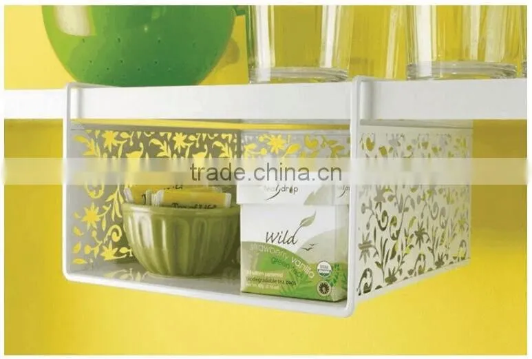 White Mesh Under Shelf Storage Organization Basket, Punch Flower