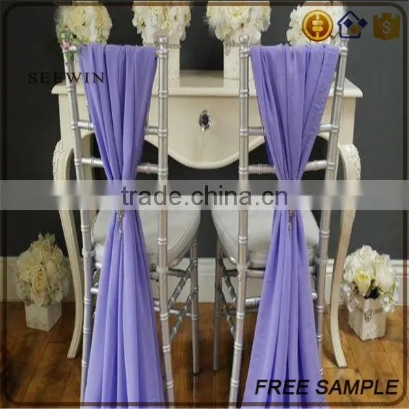 fancy party elegant purple velvet chiffon ruffle chaivari with valance chair hood