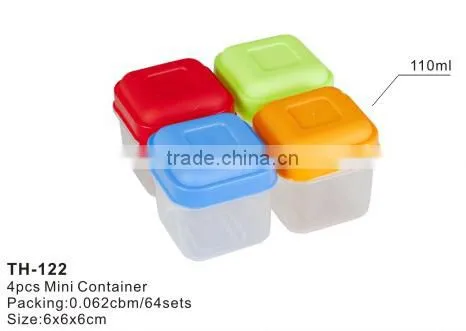 4pcs food grade plastic storage conatiner sqyare shape NINGBO plastic factory