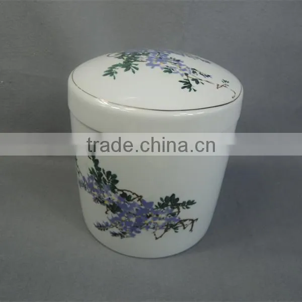 Pottery Cylinder Urns With Flower Printing