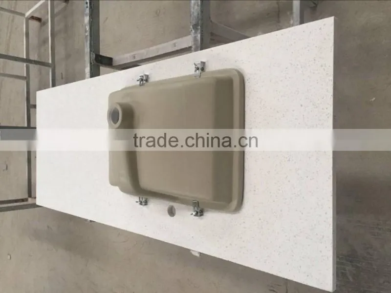 US Hotel Project Bathroom Quartz Stone Vanity Top