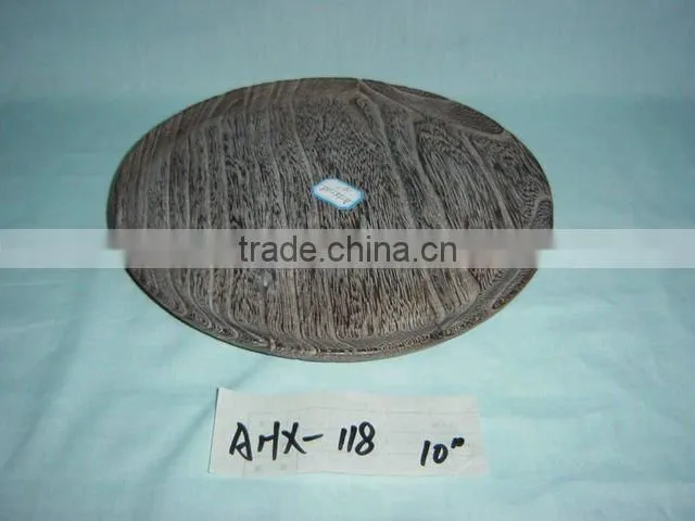 antique round decorative wooden dinner plate