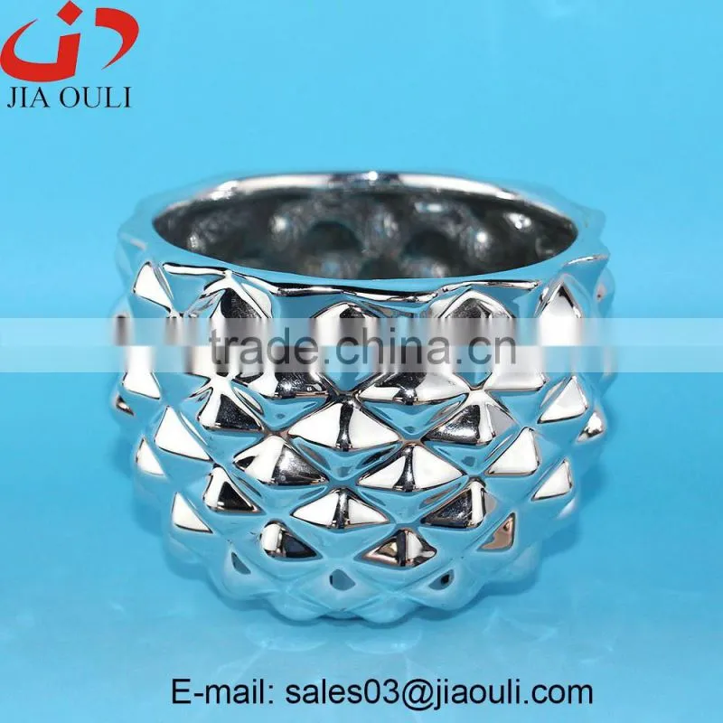MINI pineapple shape silver plating ceramic pot, planters pots