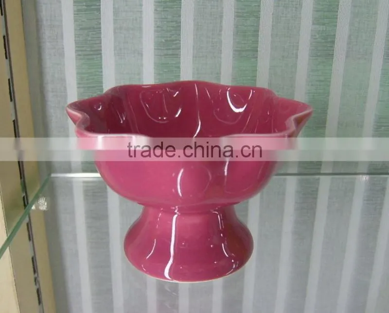 4.3" blue color ceramic flower shape bowl for ice cream