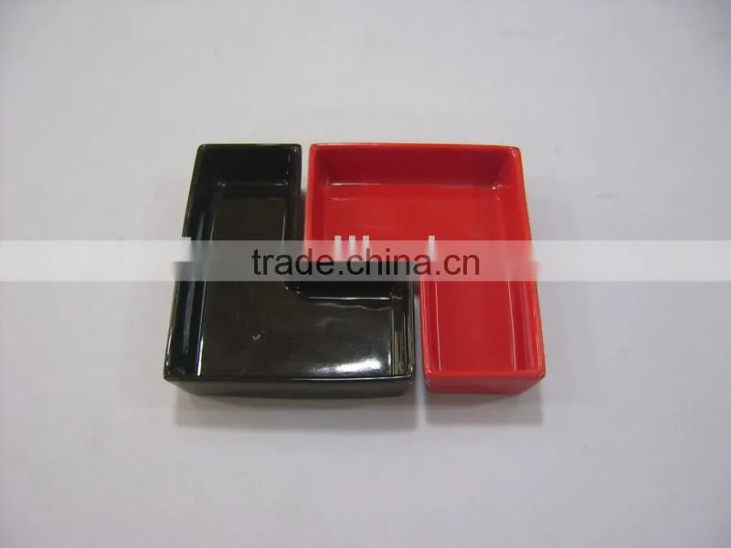 L shped glazed custom ceramic snack tray