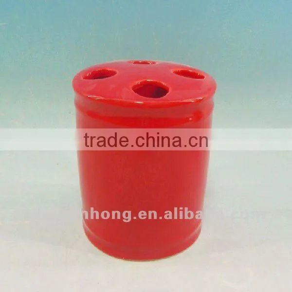 Good quality orange ceramic toothbrush holder