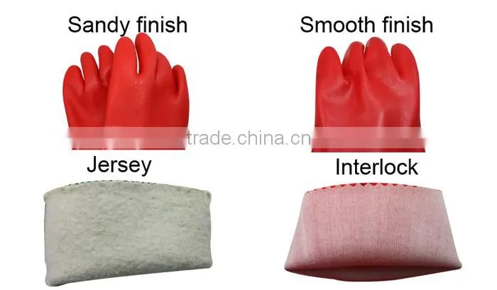 NMSAFETY Red oil proof pvc work glove with knit wrist