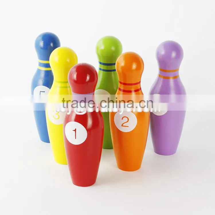 Wholesale mini wooden kids bowling playing set colorful children wooden bowling set toys W01A293