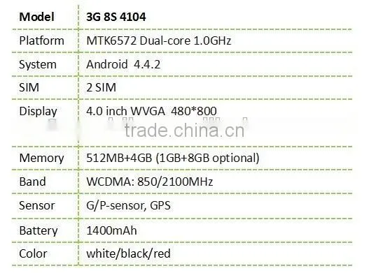 8S mobile 3G 8S4104 4.0" small size mobile phones