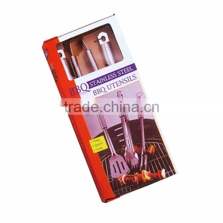 3pcs multi-function stainless steel outdoor barbecue tool set