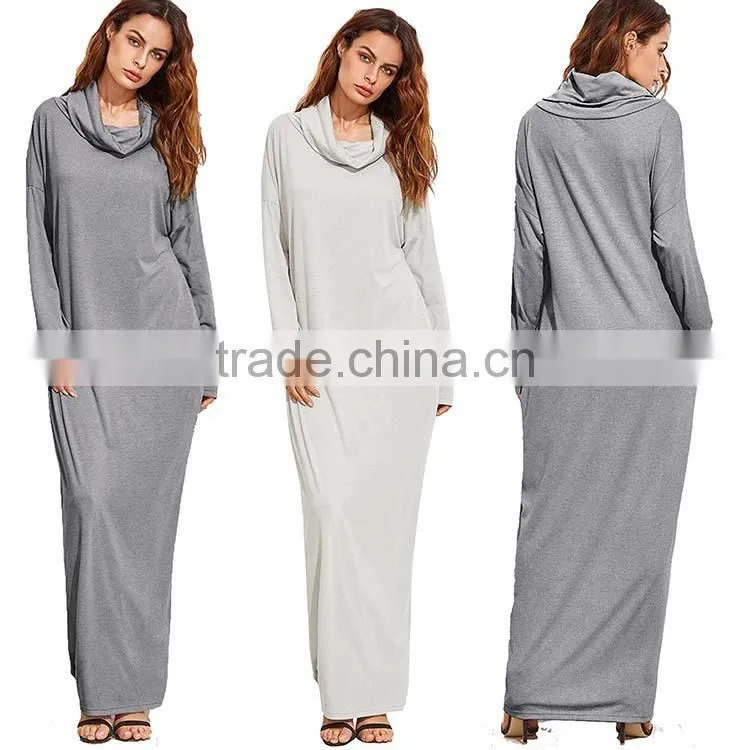 new long party evening dresses Casual Long Sleeve Cowl Neck Drop Shoulder Loose Pocket Shift Long Maxi Oversized Basic Dress