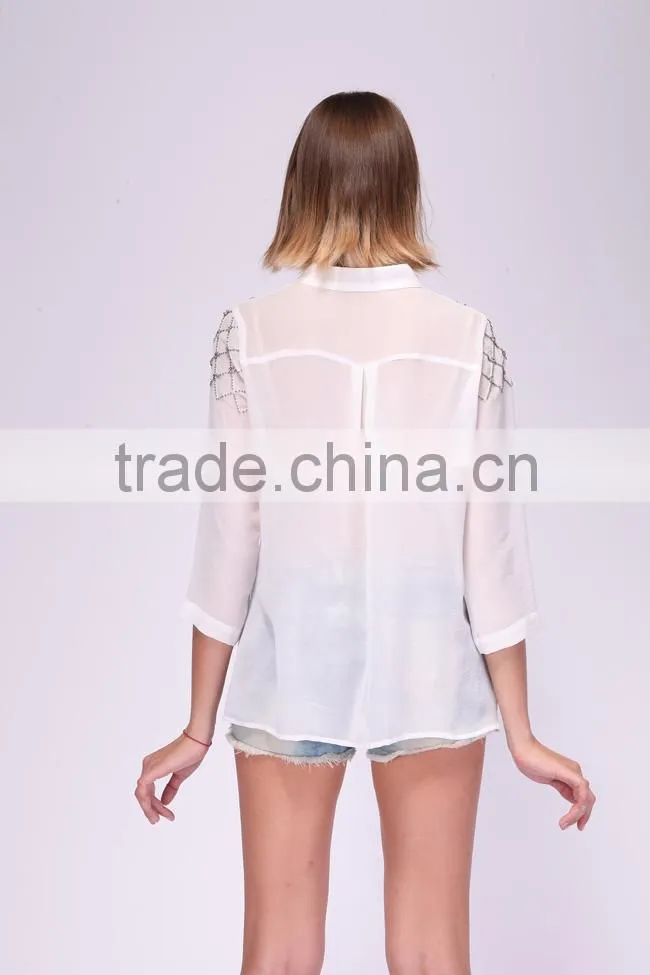 2014 latest hot slim fit shirt for woman