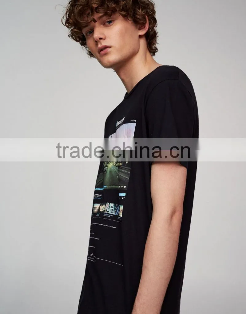 100% cotton fashion design custom printing shirts mens black t-shirt