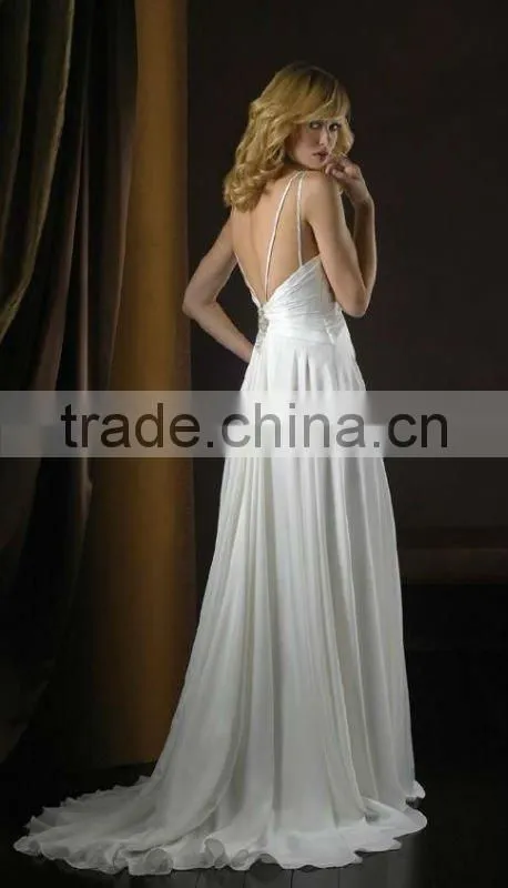 evening prom dress in white with strip