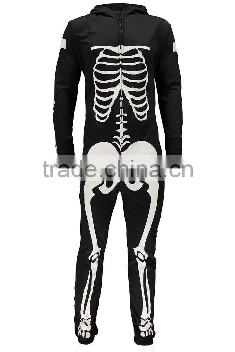 PA0004A adult footless pajamas adult onesie with skeleton printing