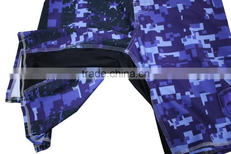 BLUE CAMO HIGH QUALITY FIGHT SHORTS FOR MEN MICROFIBER FABRIC
