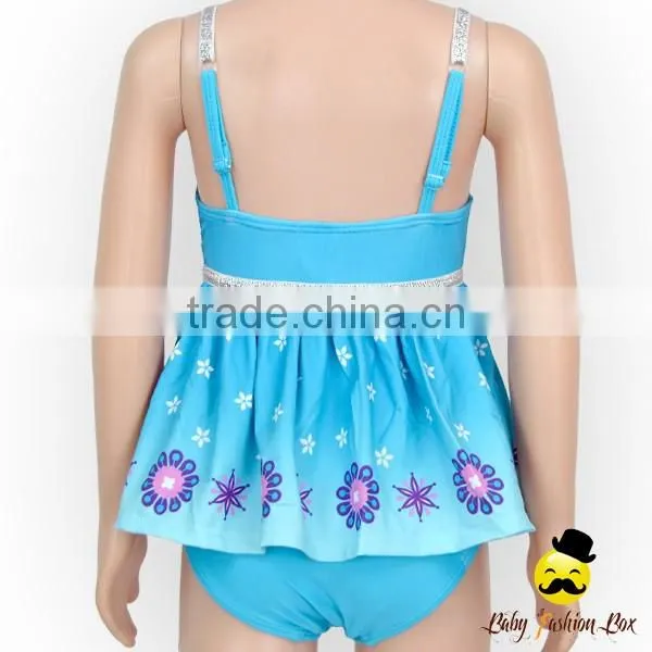 YZA-006 Yiwu Yihong 2017 New Baby Bikini Printed Cartoon Ruffle Dress Harness Kids Girls Swimwear Models