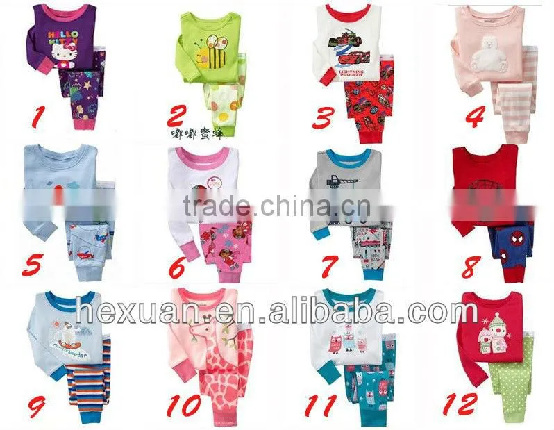 Shanghai Supplier New Designs clothes kids clothing children kids pyjamas wholesale