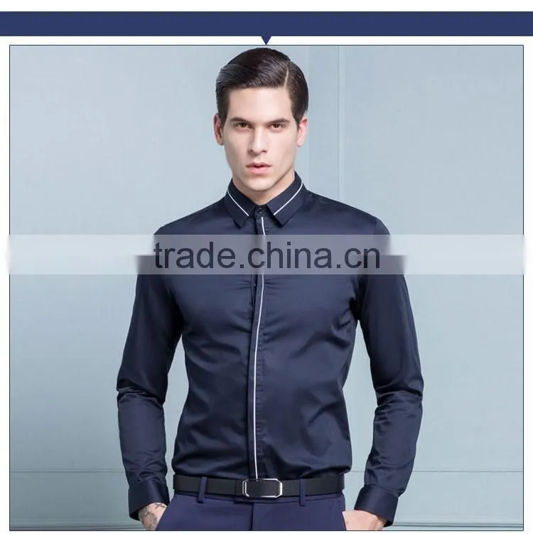 New Design Navy Colour Italian Shirt Men Long Sleeve 2016