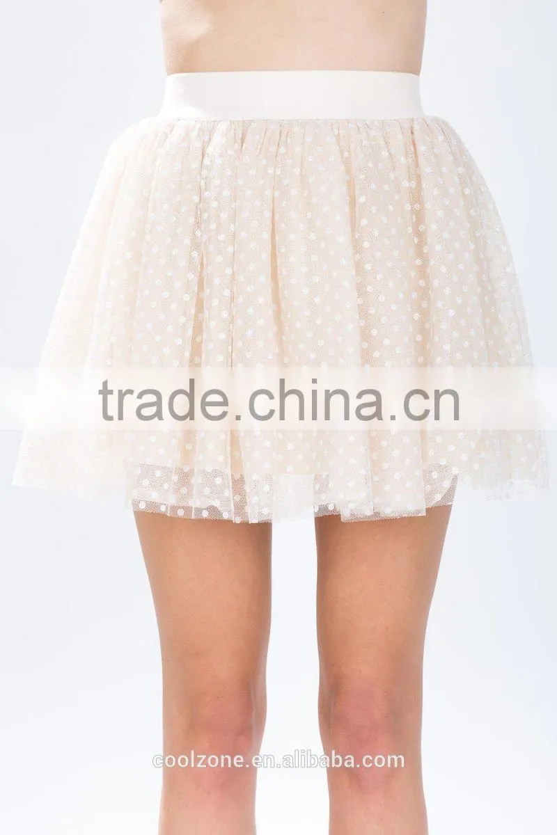 Fashion princess favorite tulle skirt,polka dots pring mini skirts