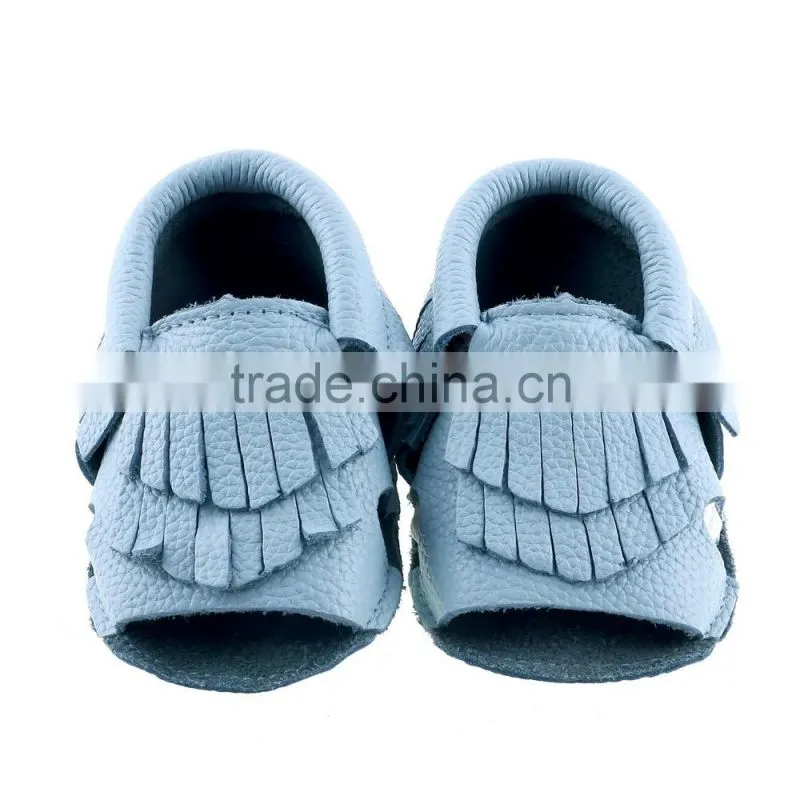 100% cow leather baby summer fringed moccs